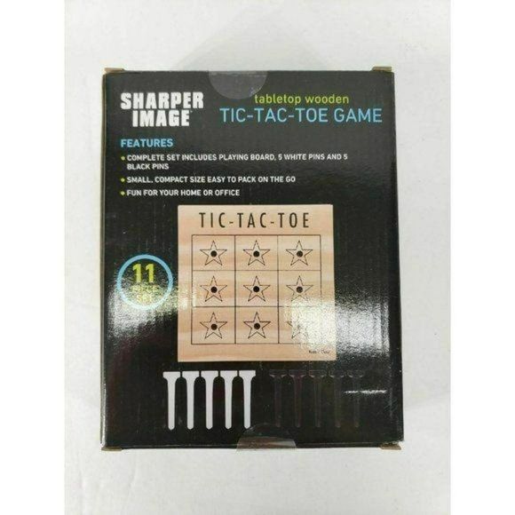 Sharper image Tabletop Tic Tac Toe Game Wooden - Picture 3 of 3